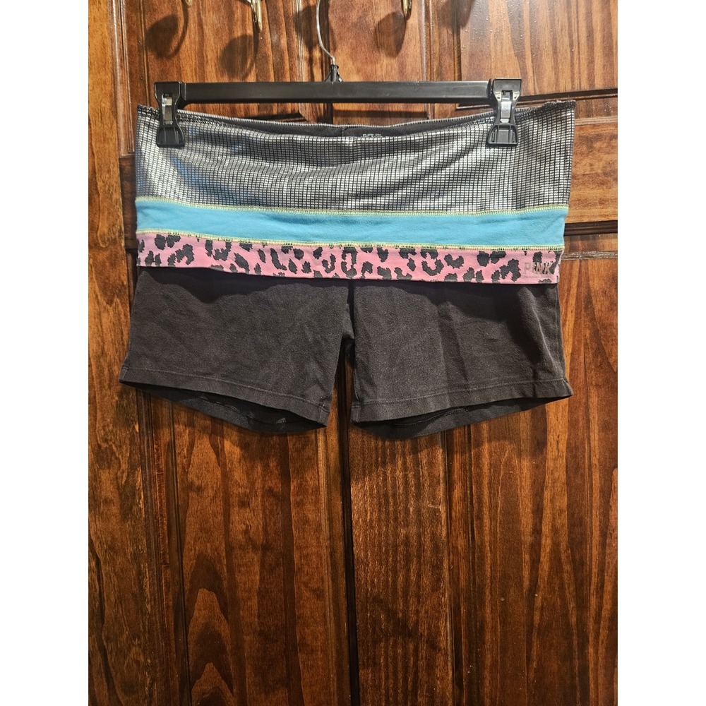 Pink Victoria's Secret Fold Over Metallic Yoga Short Size Large Y2k 2000s